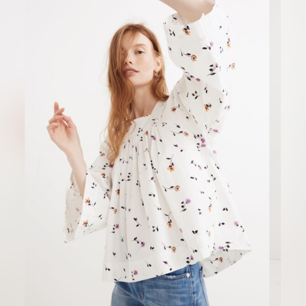 Madewell Square Neck Cotton Top in Sweet Blossom. Size XS
